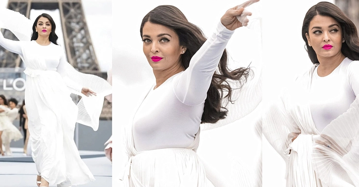 গোলাপি ঠোঁটে প্যারিস ফ্যাশন উইক মাতালেন ঐশ্বরিয়া